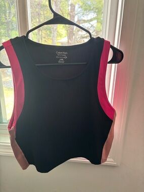 Calvin Klein Black Crop Tank with Pink and Tan Side Panels